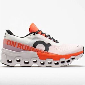 On Running Athletic Shoes in White and Orange